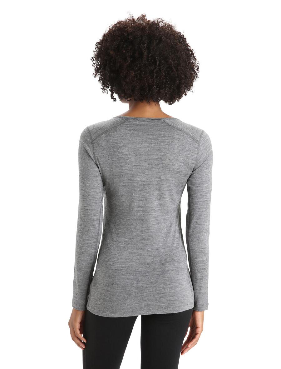 Base Layers Icebreaker Merino 200 Oasis Long Sleeve Scoop Neck Thermal Top Damskie Szare | PL 1071AHKP